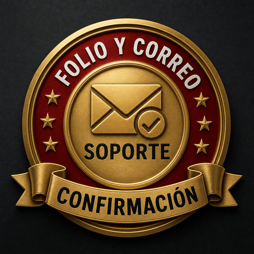 Folio y correo — confirmación y soporte